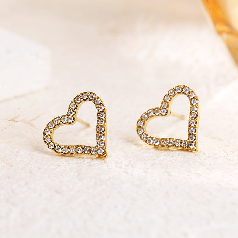 Boucles d'oreilles coeur strass