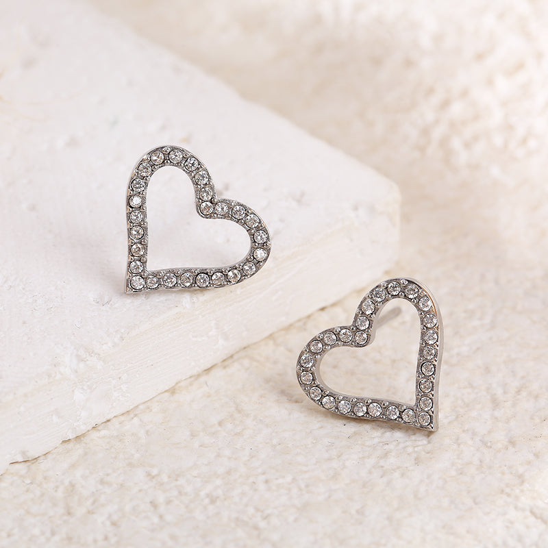 Boucles d'oreilles coeur strass