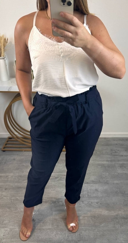 Pantalon élastique avec ceinture