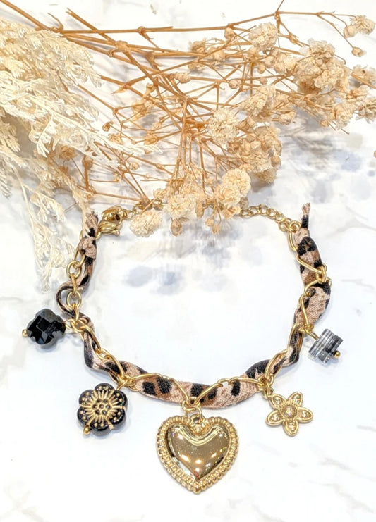 Bracelet breloques léopard