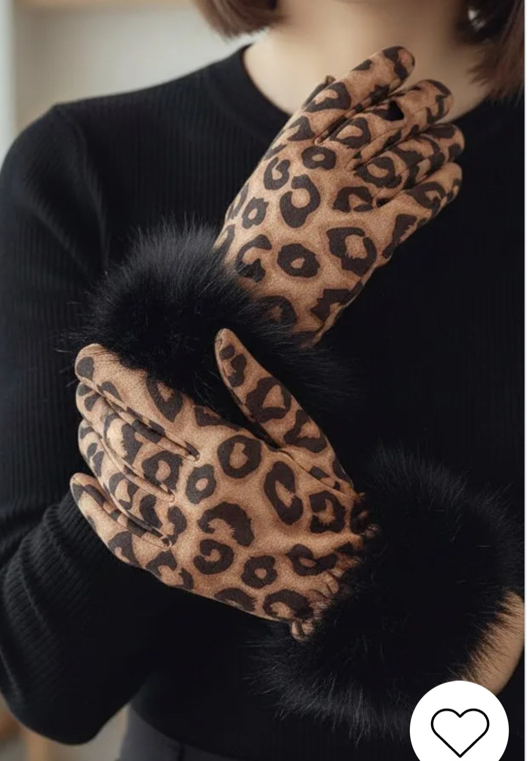Gants leopard  fourrure