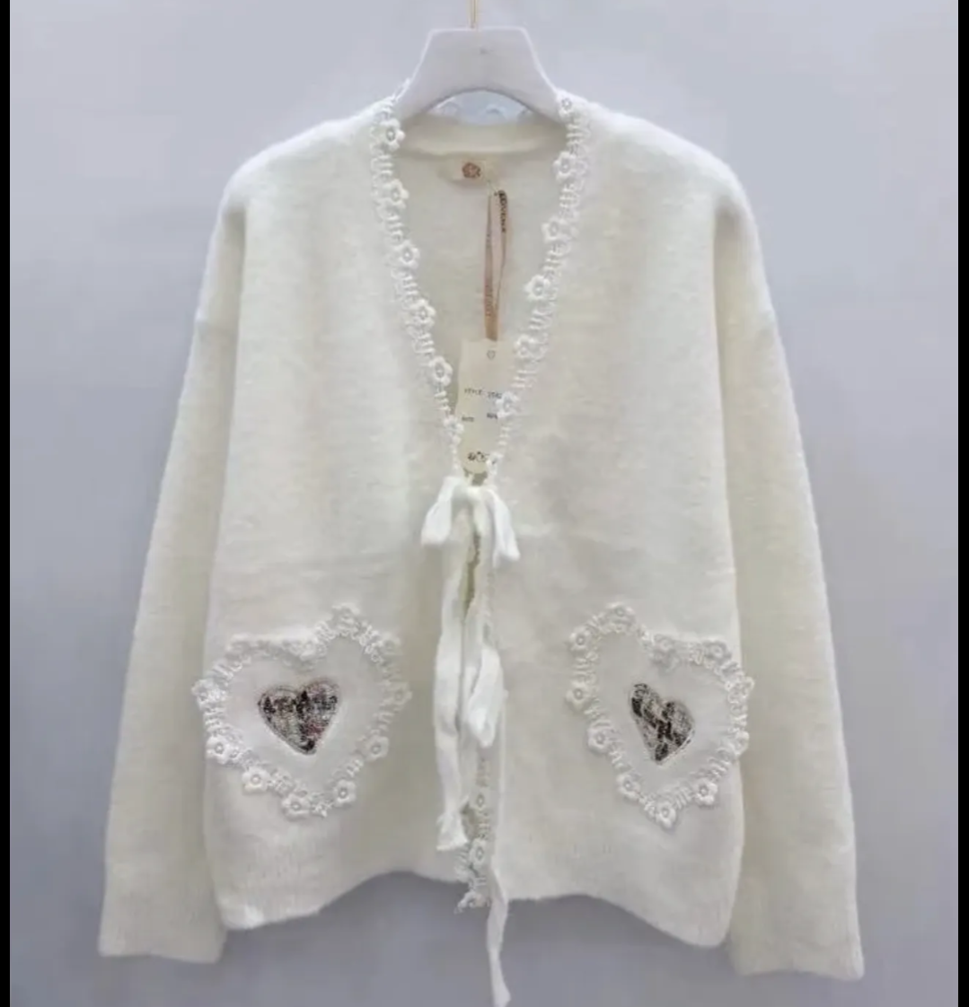 Gilet coeur dentelle