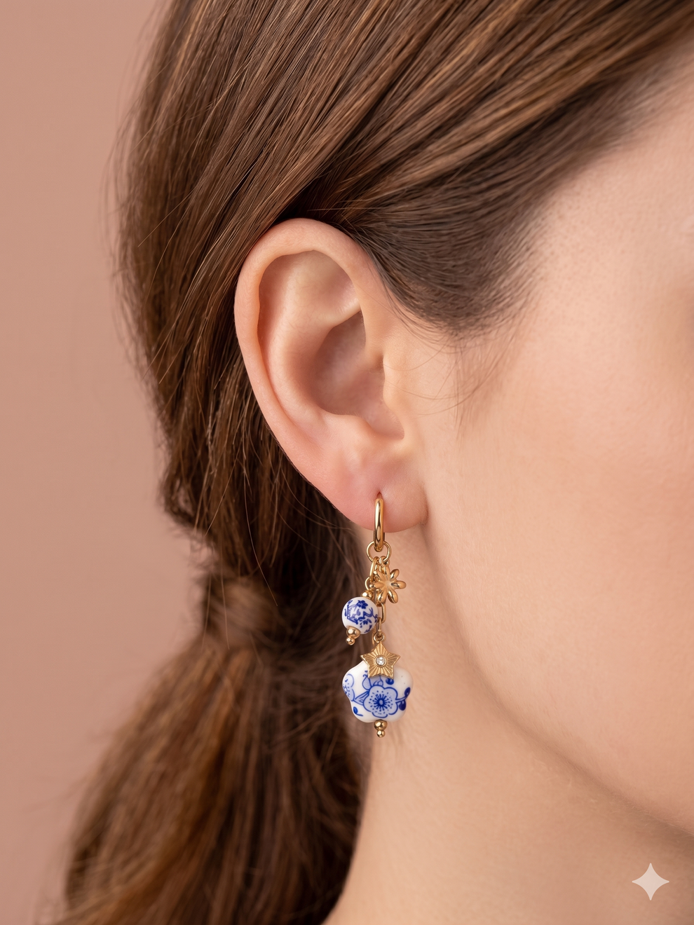 Boucles d'oreilles créoles porcelaine