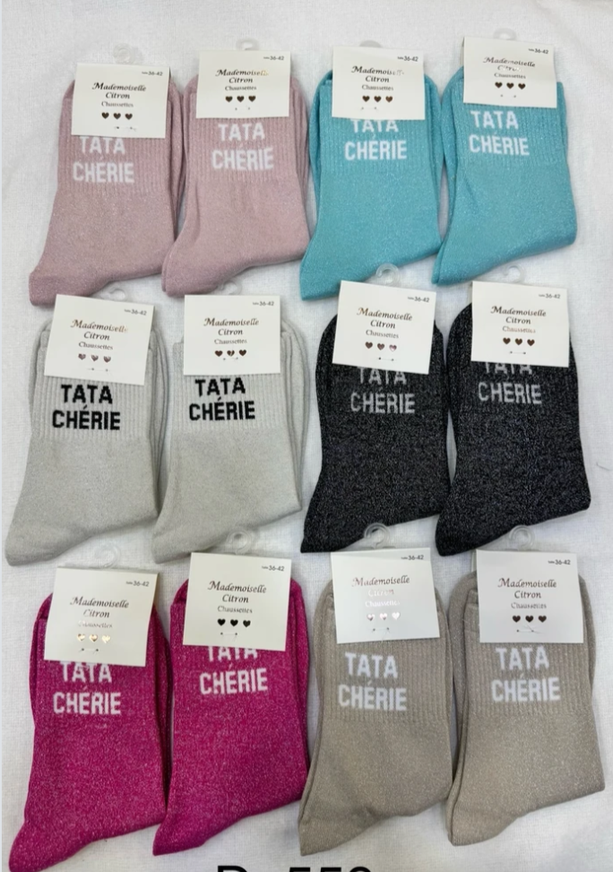 Chaussettes à paillettes "Tata chérie"