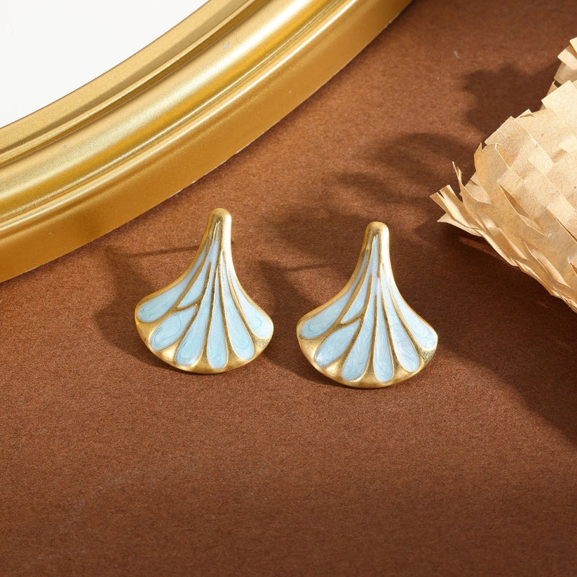 Boucles d'Oreilles Dorées Ginkgo