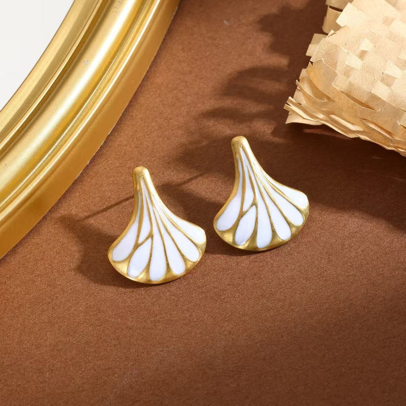 Boucles d'Oreilles Dorées Ginkgo