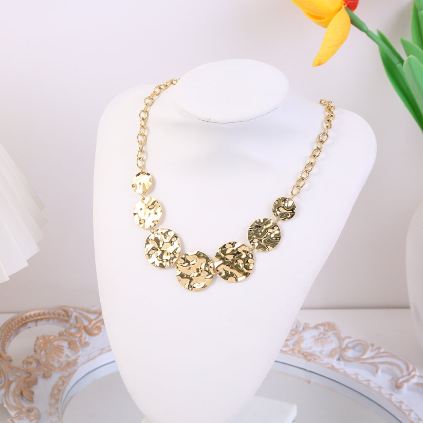 Collier disques martelés