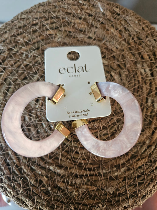 Boucles d'oreilles anneaux rose clair
