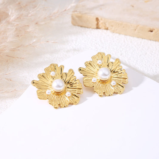 Boucles d'oreilles martelés perlees
