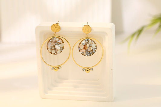 Boucles d'oreilles cercle pierre naturelle