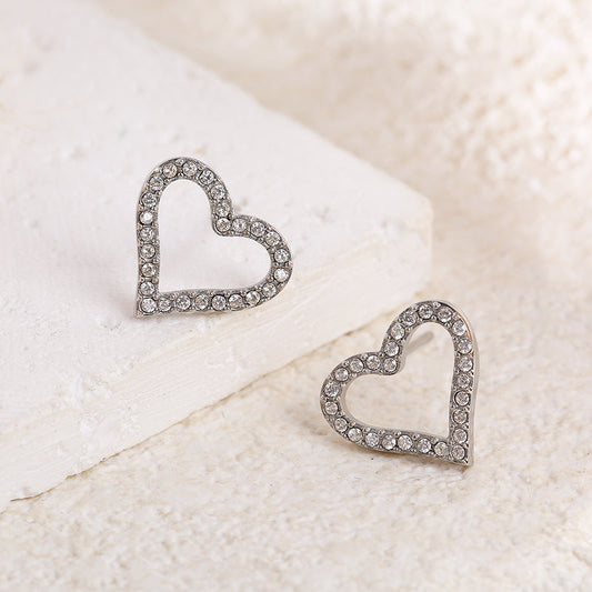 Boucles d'oreilles coeur strass
