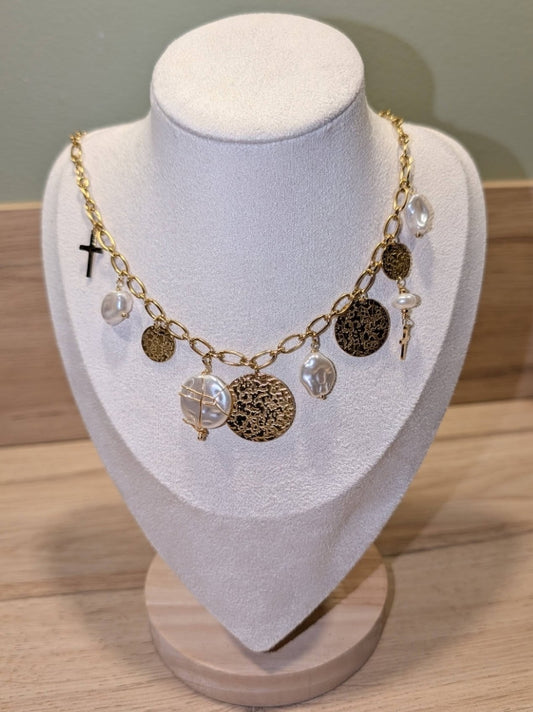 Collier disque & perles