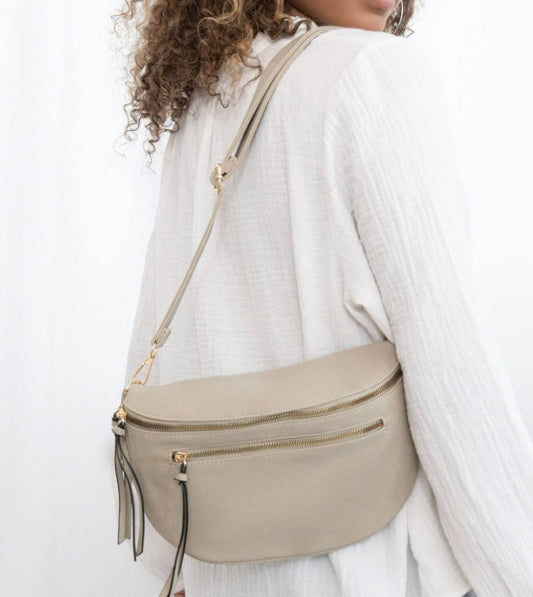 Sacoche banane beige
