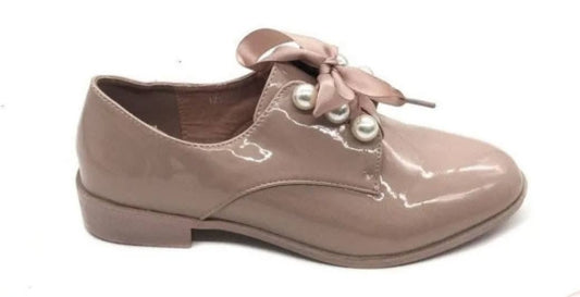 Derbies perle vernis rose