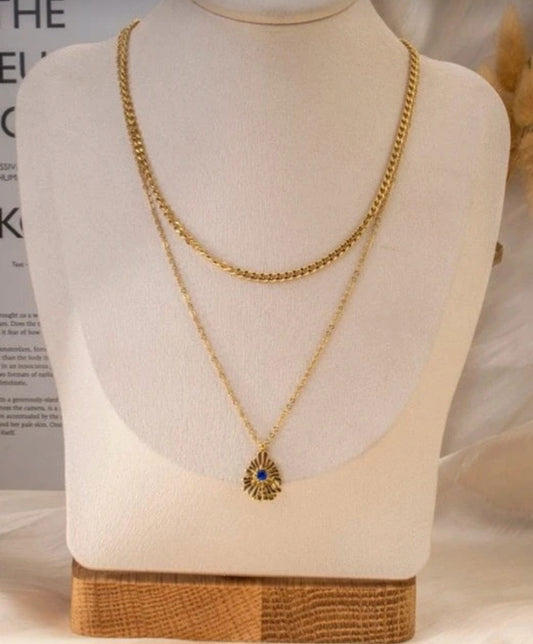 Collier perle bleu