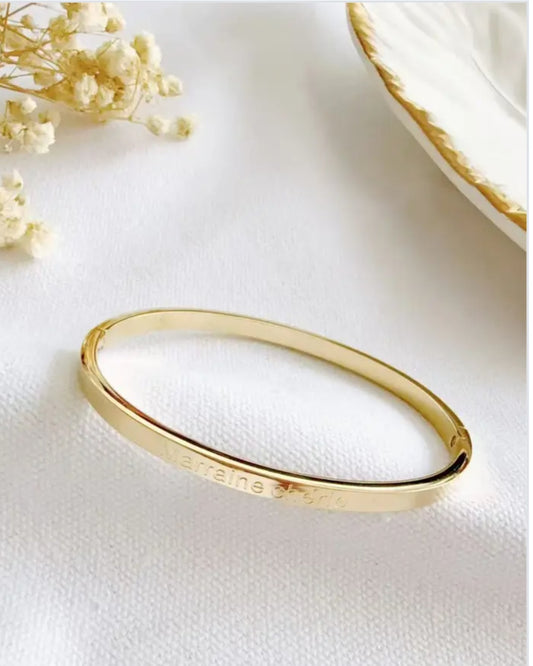 Bracelet jonc message "Marraine chérie"