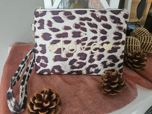 Pochette leopard "Love"