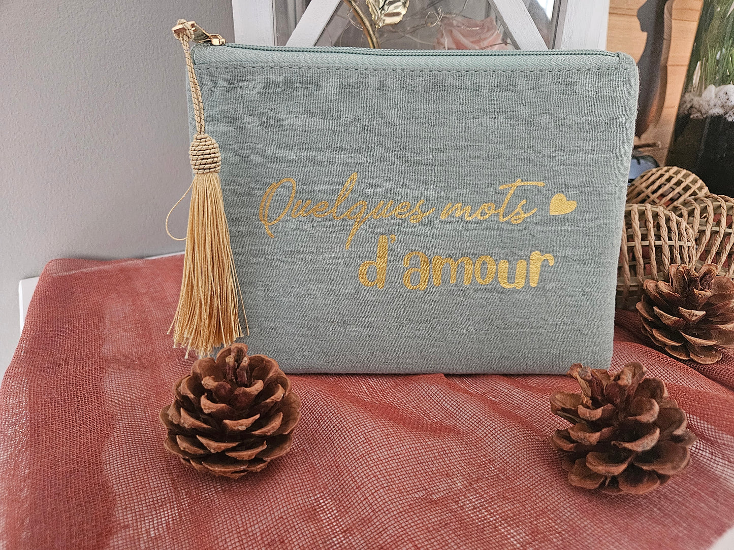 Pochette tissus "Quelques mots d'amour "