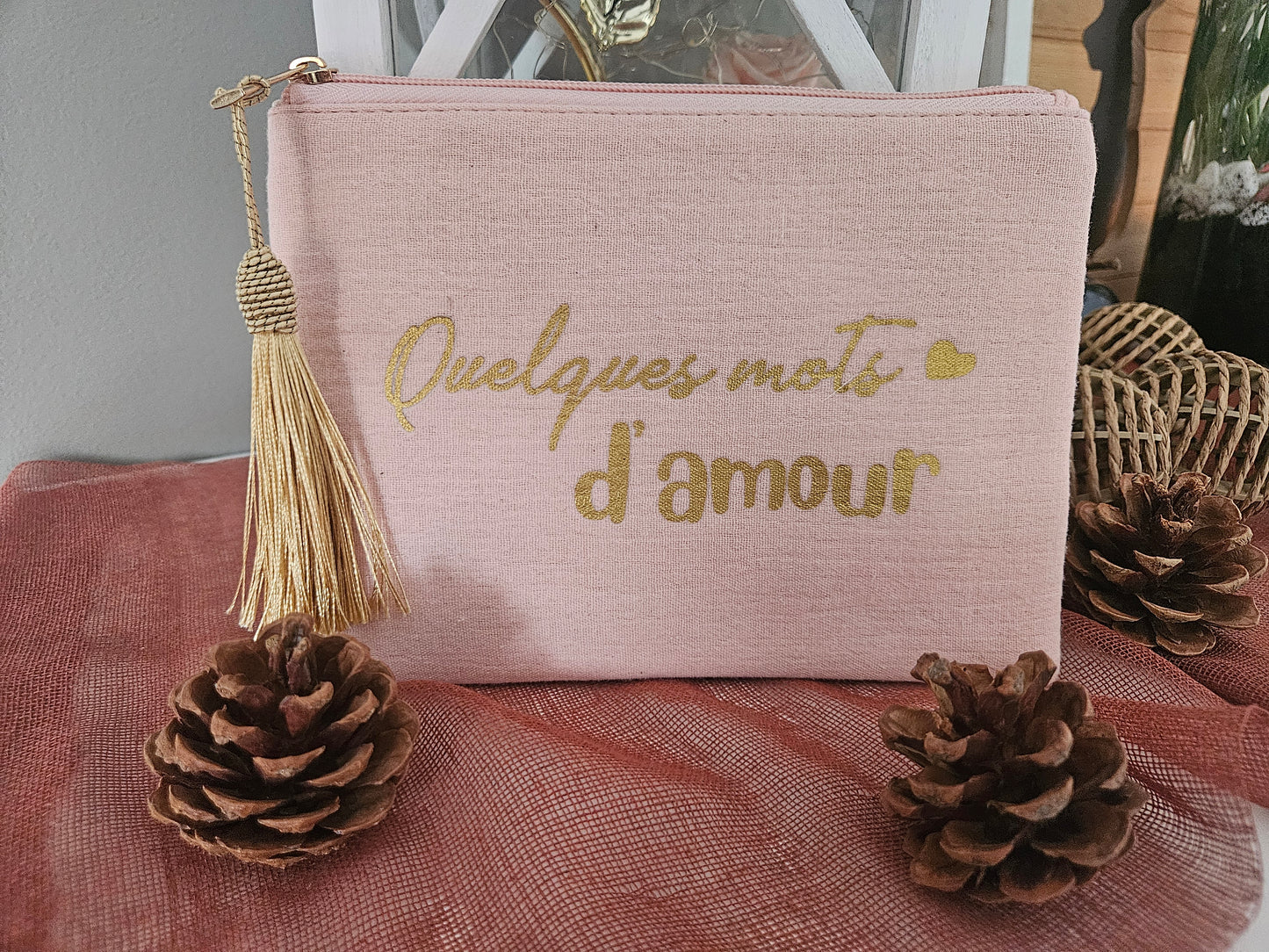 Pochette tissus "Quelques mots d'amour "