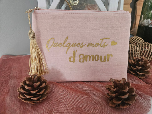 Pochette tissus "Quelques mots d'amour "