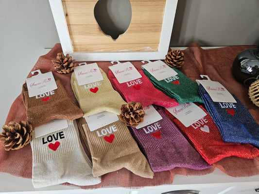 Chaussettes à paillettes love