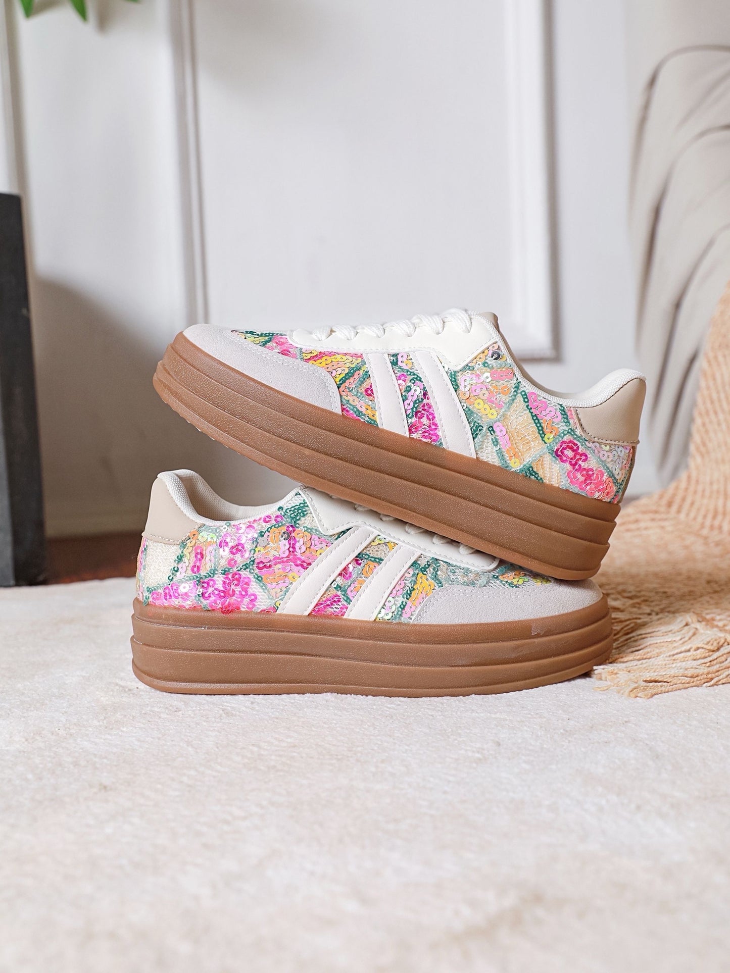 Baskets blanche multicolore
