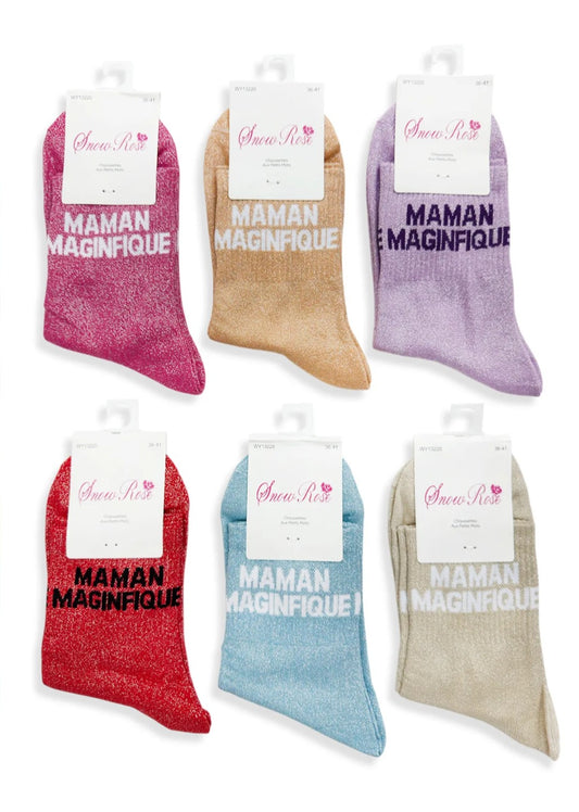 Chaussettes a paillettes "maman magnifique"