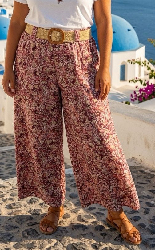 Pantalon fluide Palazzo fleuri