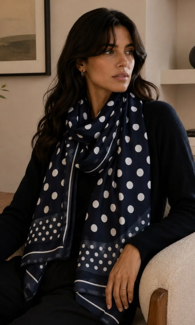 Écharpe à pois noir