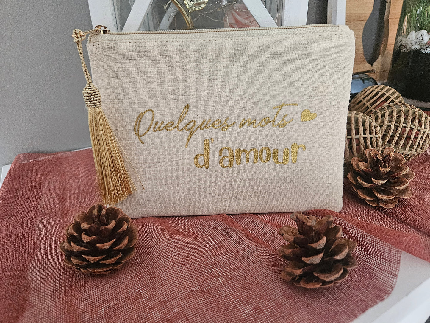 Pochette tissus "Quelques mots d'amour "