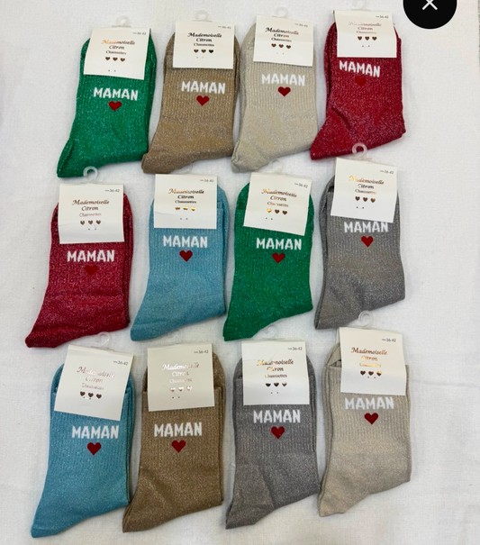 Chaussettes à paillettes "maman"